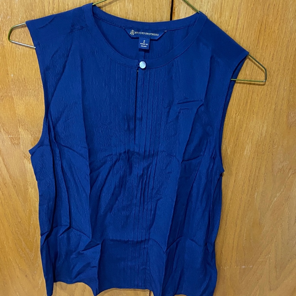 Brooks Brothers New York Navy Sleeveless Blouse